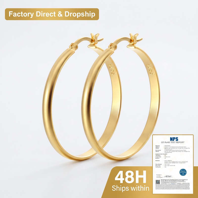 European and American Style Earrings, Brass Jewelry, 14K Gold Plated, Unique and Bold Earrings, Fashionable Niche Versatile Large Hoop Earrings