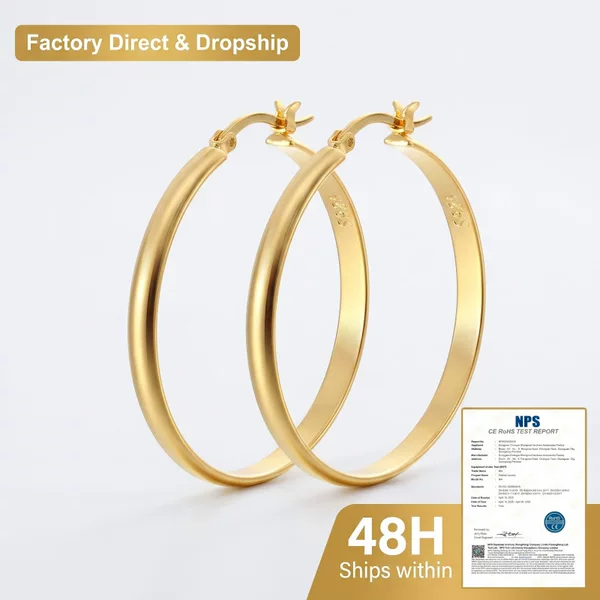 European and American Style Earrings, Brass Jewelry, 14K Gold Plated, Unique and Bold Earrings, Fashionable Niche Versatile Large Hoop Earrings
