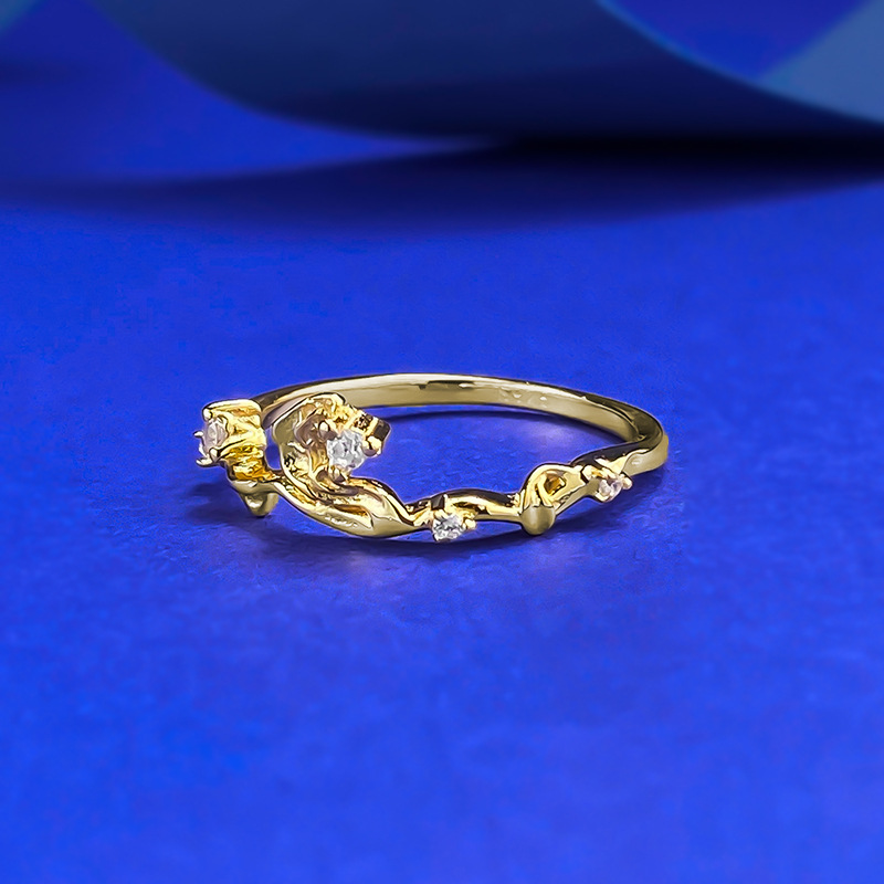 Mujing Jewelry S Anello in argento placcato oro con foglia e montatura perimetrale, di alta qualità, per donna, vendita all'ingrosso_voghion.com