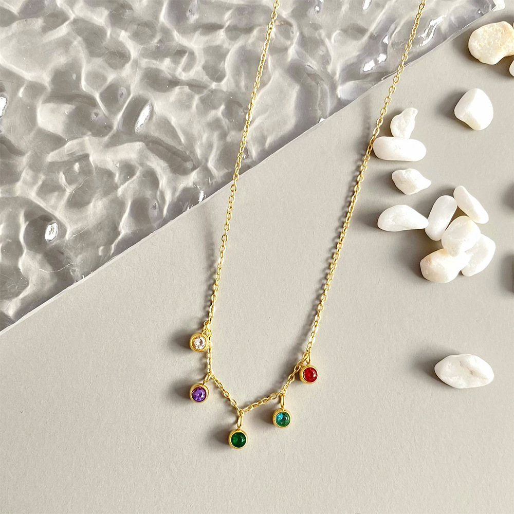 Fashion Geometric Stainless Steel Necklace Plating Zircon Stainless Steel Necklaces_colorza_4