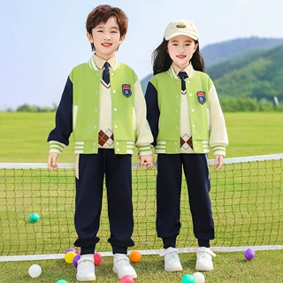 幼儿园园服春秋装英伦风绿色三件套一年级秋季运动套装小学生班服