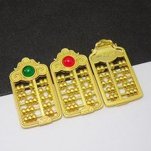 新中式吊坠铜合金电镀古法金镶玉一路发算盘仿金算盘锁骨链挂件女