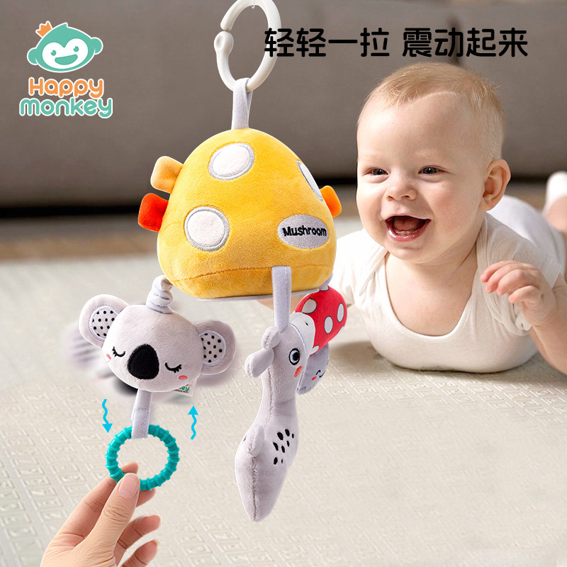 Happy monkey baby cartoon música campana caja de música bebé calmante vibración campana tornos juguetes colgantes