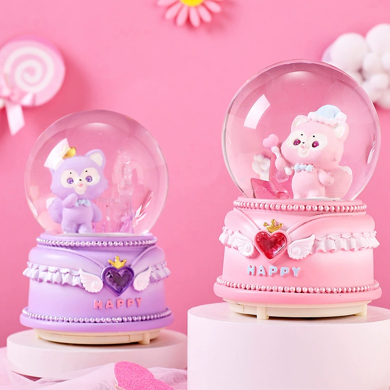 Минифигурка из мультфильма, кукла, светящийся стеклянный мяч для водного поло, музыкальная шкатулка