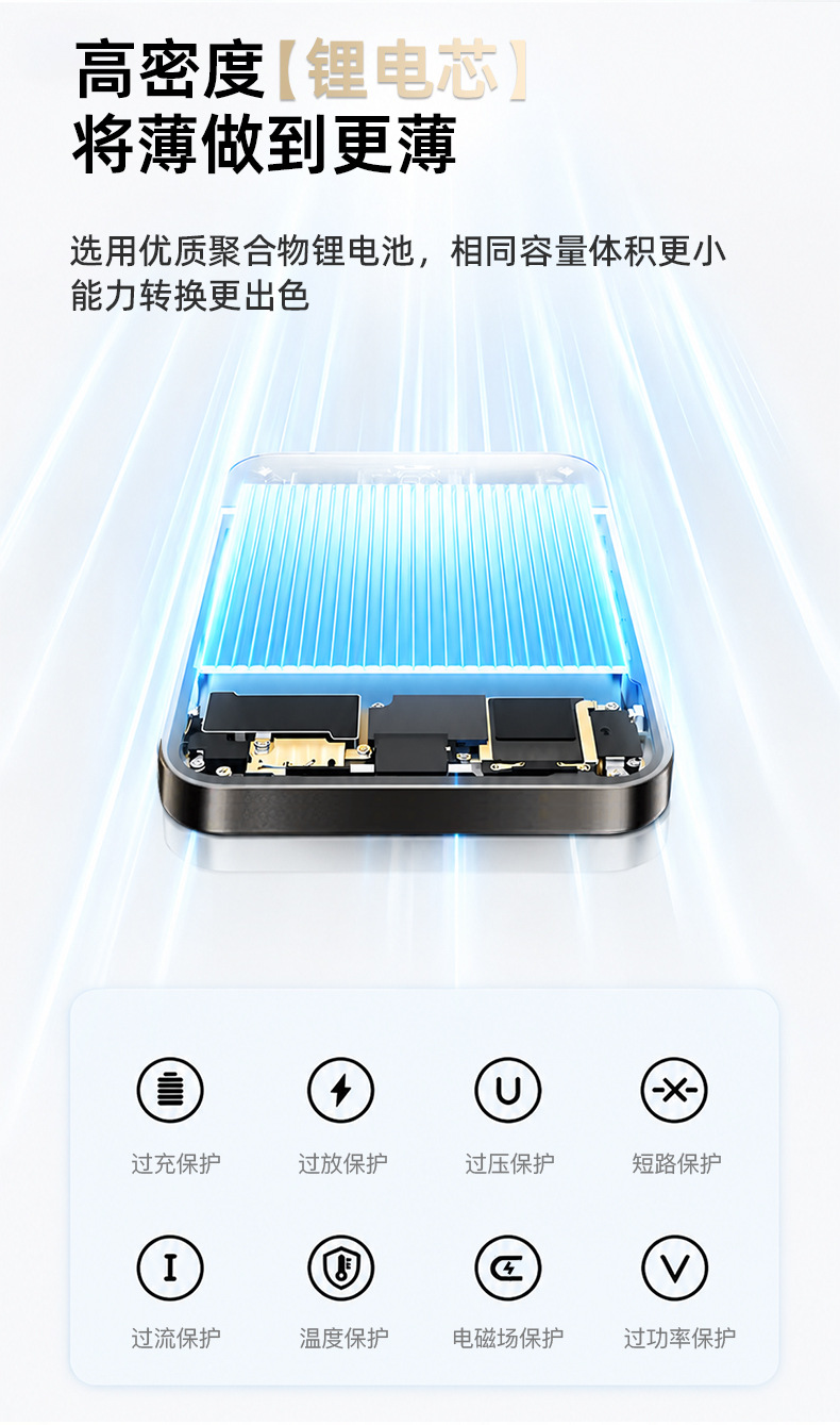 KC Cross-border Direct Supply Aluminum Alloy Frame Mobile Phone Power Bank Wireless Magnetic Suction Super Fast Charging Large Capacity Portable Charger