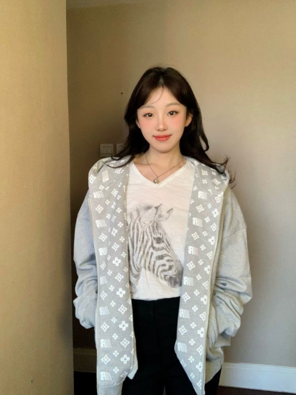 冷淡系独特别外套女2025新款秋季潮牌宽松情侣装拉链连帽卫衣上衣|undefined