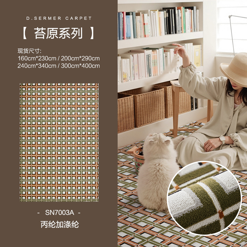 Alfombras de sala de estar de estilo medieval sin pegamento ambiental mantas de mesas de té gruesas de color cálido alfombras tejidas directas de fábrica