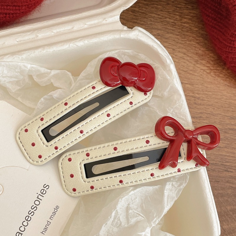 Correo rojo ondulado punto arco dulce corteza broca de cabello bb lateral broca de cabello broca de cabello niños rotos broca de cabello