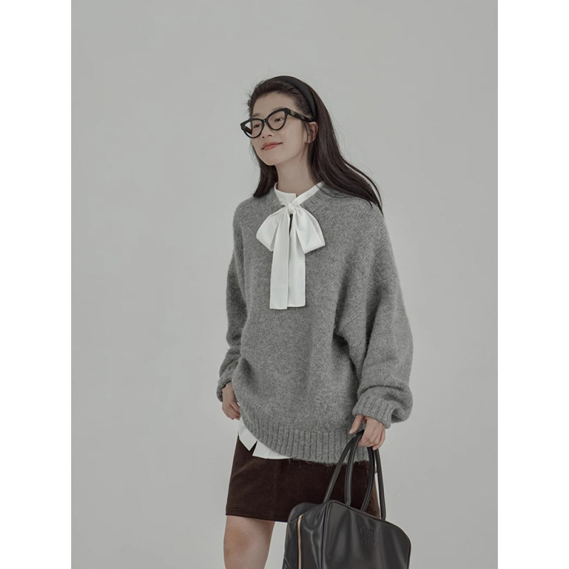 A-MD3215#LIL CHER松弛感宽松马海毛复古加厚外穿内搭打底毛衣|undefined