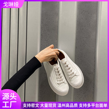 小白鞋女2025新款春款厚底运动风单鞋女松糕鞋百搭内增高饼干鞋女