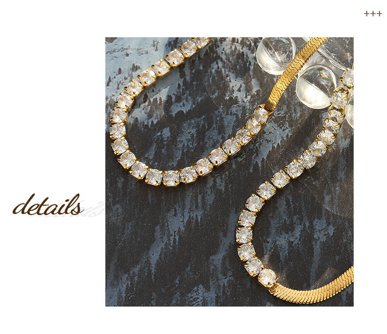 Fashion Inlaid Zircon Titanium Steel Bracelet Necklace Ornament Set