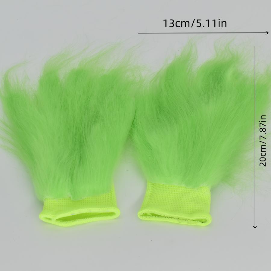 Grinch Handschuesch gréng Grinch Stola Chrëschtdag Halloween Party Elf gréng Hoereg Monster Kappbedeckung Mask_voghion.com