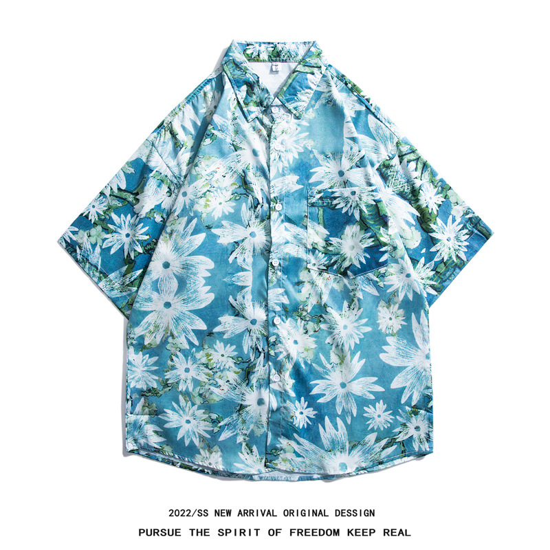 Vintage-Retro-Kurzarmshirt im lässigen Stil mit Ölgemälde-Print, Unisex, für Strandpartys, lockere Passform, besonderes Design, cool und_voghion.com
