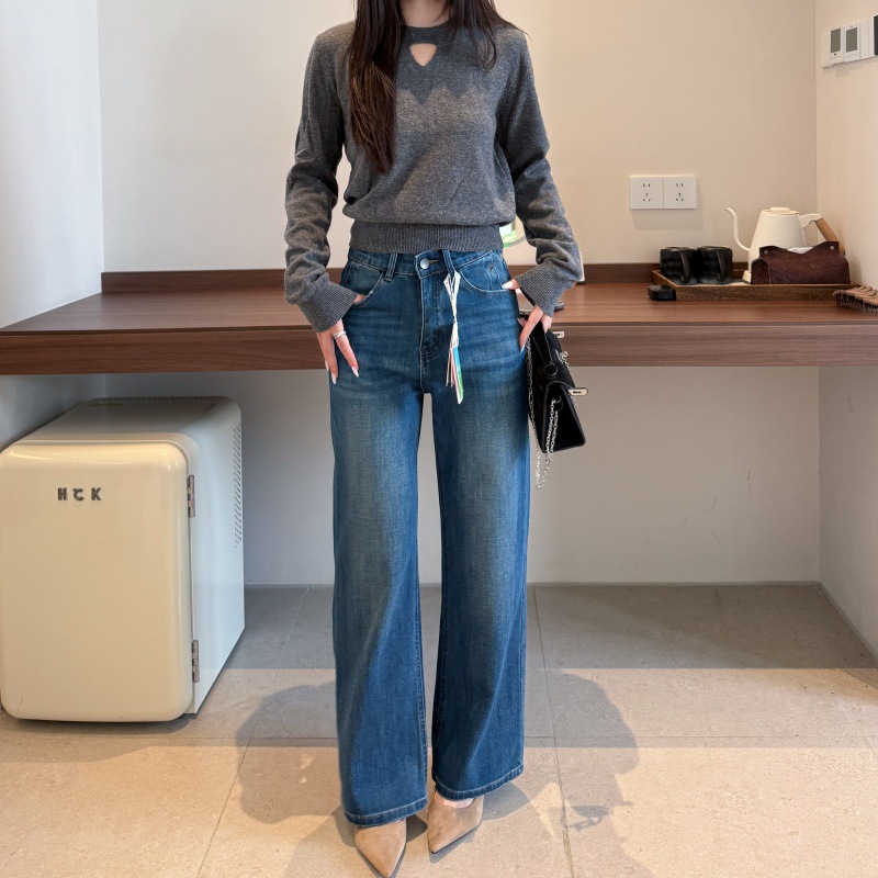 秋冬新款VxmoR 两种长度四面弹显瘦直筒裤窄版牛仔裤女小个子主推