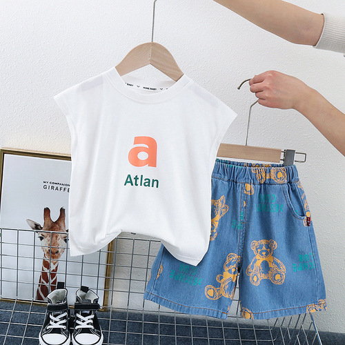  new style summer clothes for boys and babies full printed short-sleeved suit lapel children's casual sports suit