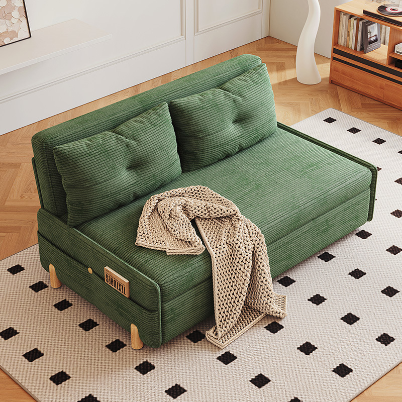 Foldable Dual-use Sofa Bed for Small Apartment Living Room Multi-functional Double Single Internet-famous Balcony Telescopic Push-pull Bed