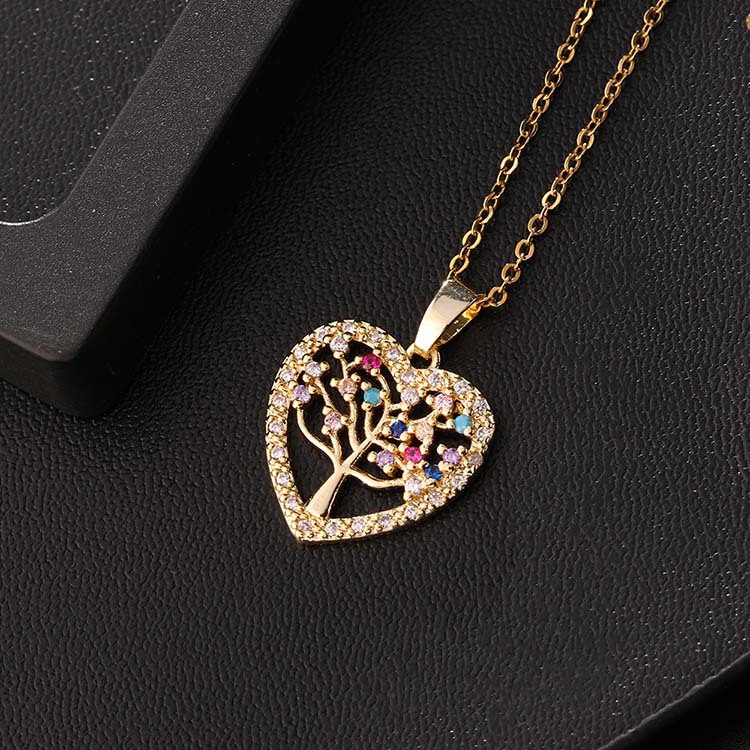 Fashion Tree Copper Plating Inlay Zircon Pendant Necklace 1 Piece