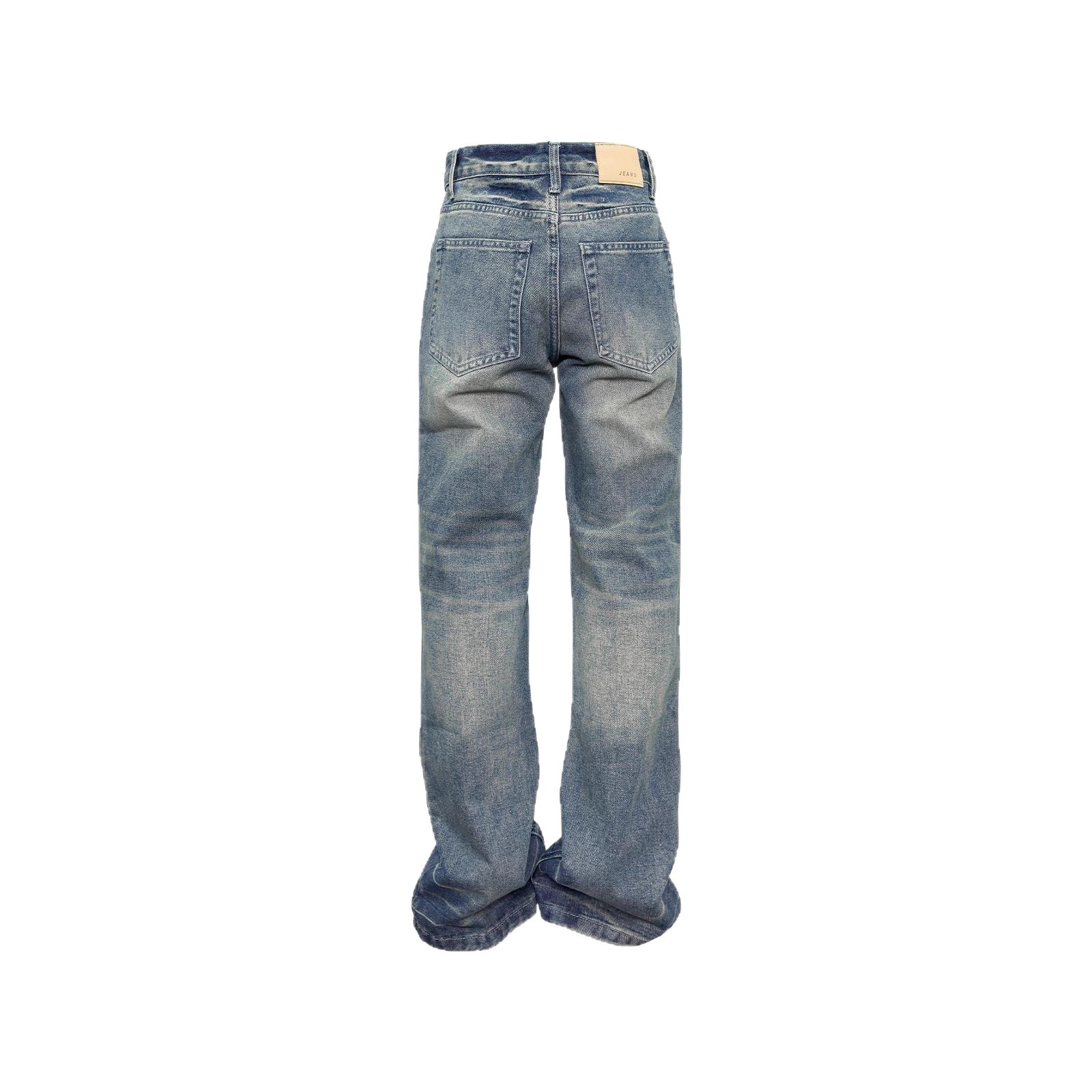2025 American Retro Washed Blue Flared Jeans Trendy Brand Men's High Street Drape Cleanfit Pants_mkmklike.com