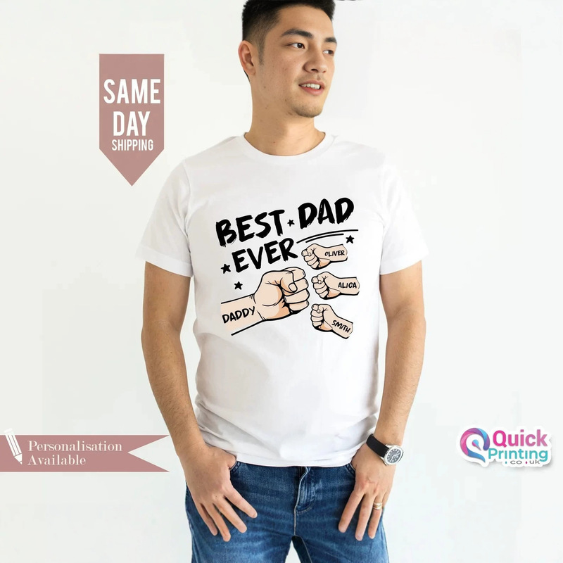 High-Five Father's Day T-Shirt 2026, Best Dad T-Shirt, Custom Name Handwritten Children's Name Gift
