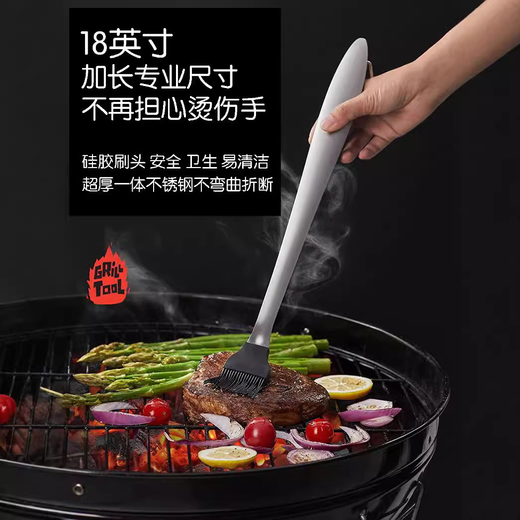 Exportación Amazon acero inoxidable resistente herramientas de barbacoa traje al aire libre camping tenedor pala clip cepillo accesorios utensilios de barbacoa