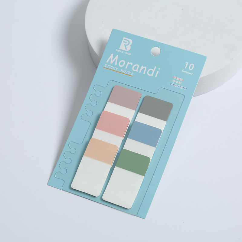 En stock Morandi color nota pegatinas transparente PET índice pegatinas regla marcador impresión N veces pegatinas al por mayor