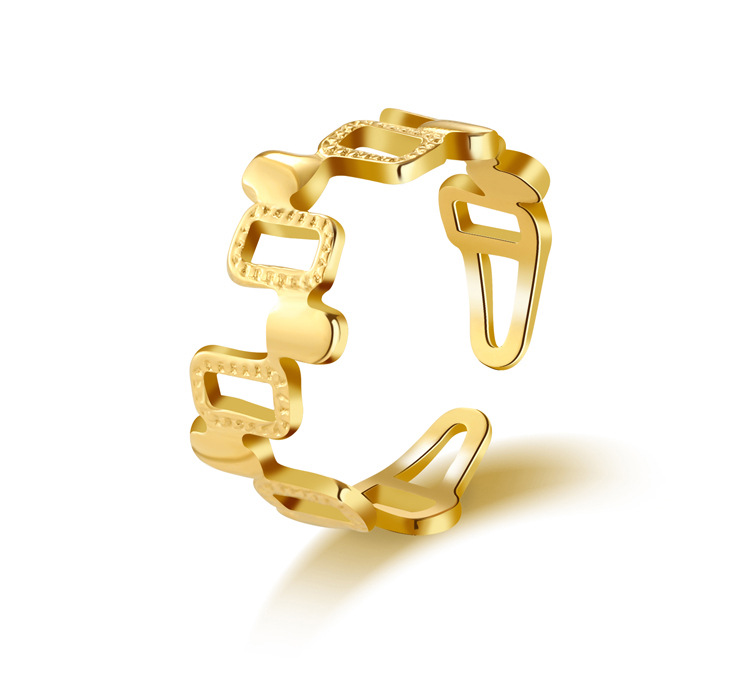 No Inlaid Inlay Material Rings Classification Adjustable Ring Size 304 Stainless Steel Material PVD Coated 18K Gold Real Gold Plated Geometric 304 Stainless Steel Fashion Simple Style Waterproof Non Tarnish Rings