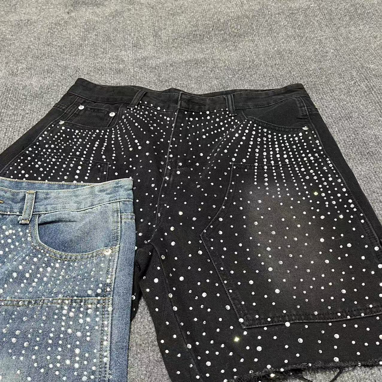 Retro lavados agujeros jeans cortos de moda masculinos estilo americano callejera caliente nicho de diseño sensación de pantalones recto