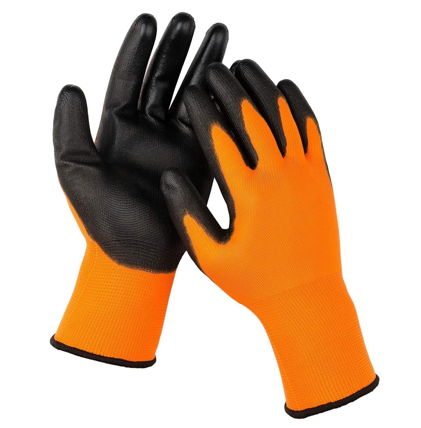 Guantes con palma recubierta de PU en naranja y negro