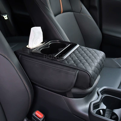 Armrest box pad | holder storage multifunctional advanced armrest - gt-6-embroidery-model-black-free-pack-of-small-tissues