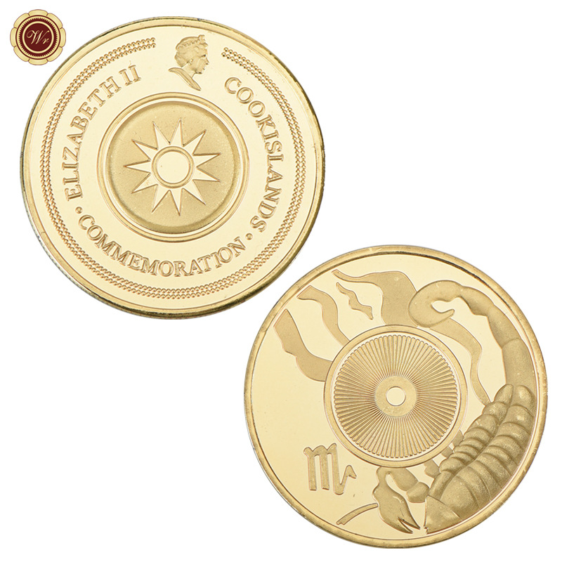Medalla conmemorativa transfronteriza 12 constelación moneda conmemorativa metal chapado en oro insignia medalla Colección Caja de regalo fábrica al por mayor