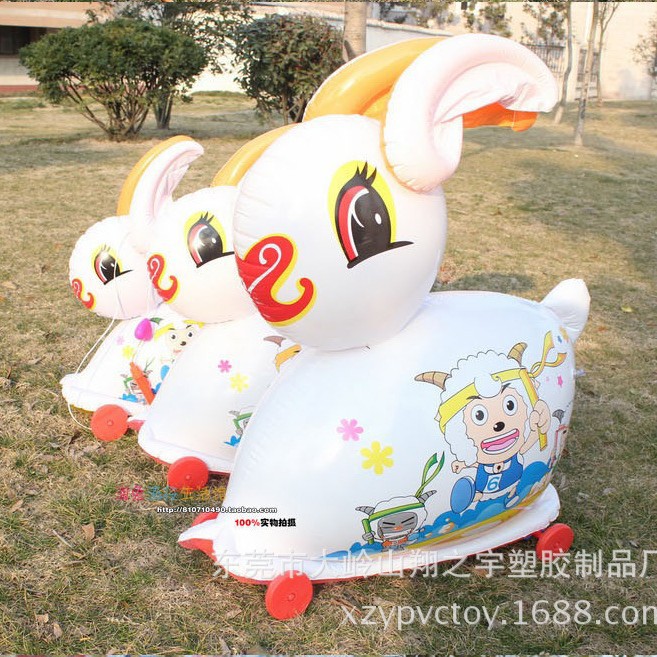 厂家供应:pvc充气灯笼 卡通充气灯笼 节庆拉线电灯玩具车元宵兔