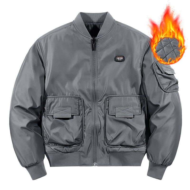 Мужская хлопковая и утолщенная Теплая стеганая куртка, рабочая одежда, летная одежда, куртка с хлопковой подкладкой 23519A, осенне-зимняя Двусторонняя куртка с хлопковой подкладкой