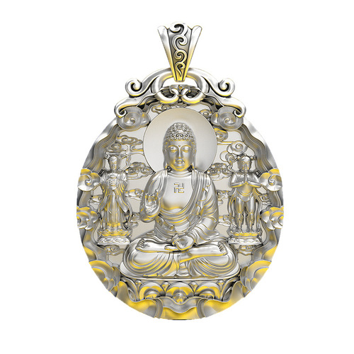 Vajrasattva Bodhisattva's Birth Year Buddha Pendant, Sterling Silver Zodiac Guardian Charm, Trendy Retro-Style High-End Necklace for Men and Women – New Collection