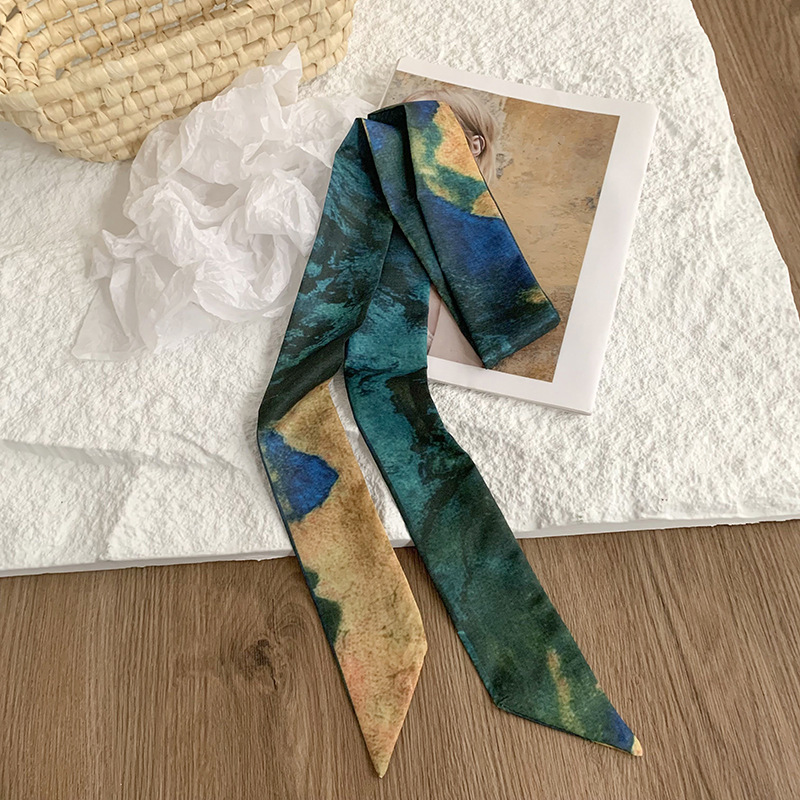 Pañuelo de seda estampado, cinturón de pelo largo estrecho, cinta, cabello atado, nuevo pañuelo multiusos, cinta, bufanda decorativa, cinturón de moda