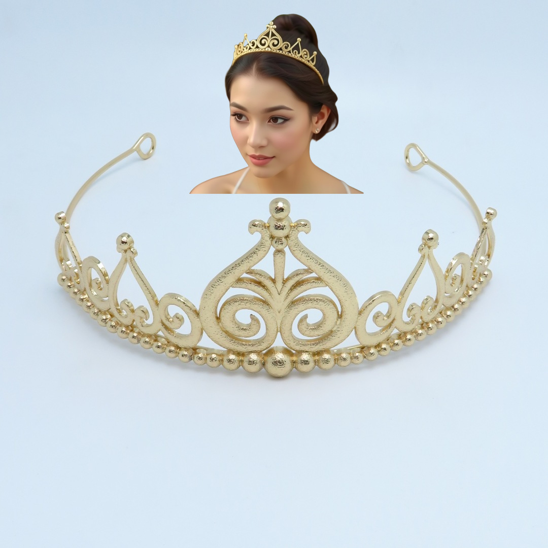 Golden Classy New Crown Alloy Large Crown Bride Wedding Headdress Catwalk Performance Headband Hair Accessories