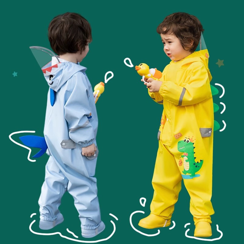 Children's raincoat boys' 2023 new kindergarten one-piece suit full body waterproof 3-year-old rain boots waterproof clothing
