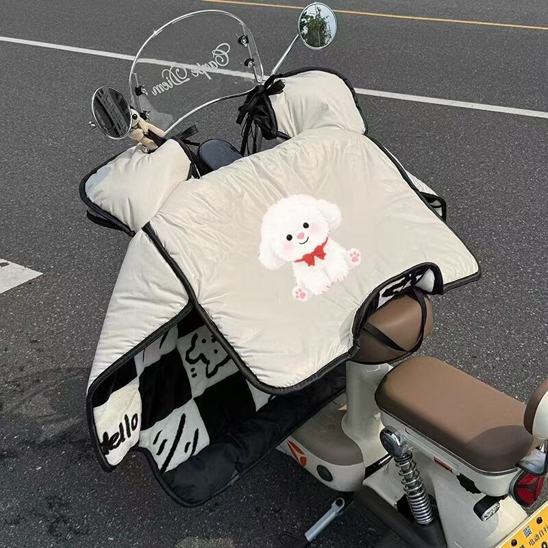 现货新款电动车挡风被冬季加绒加厚防风罩防水防风电瓶车挡风被|undefined