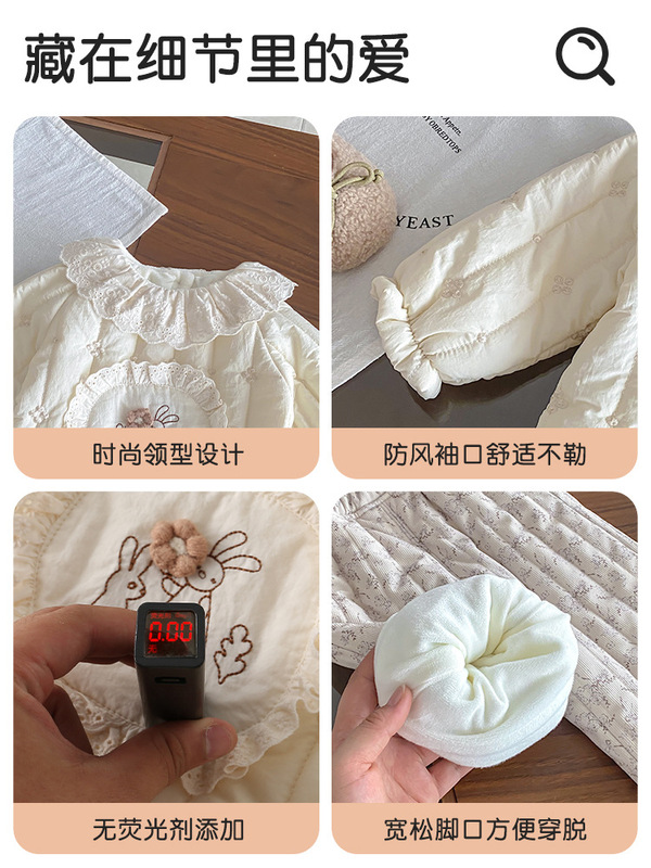 女童棉衣套装秋冬装轻薄款女宝宝小公主加厚保暖外出服女童两件套|undefined
