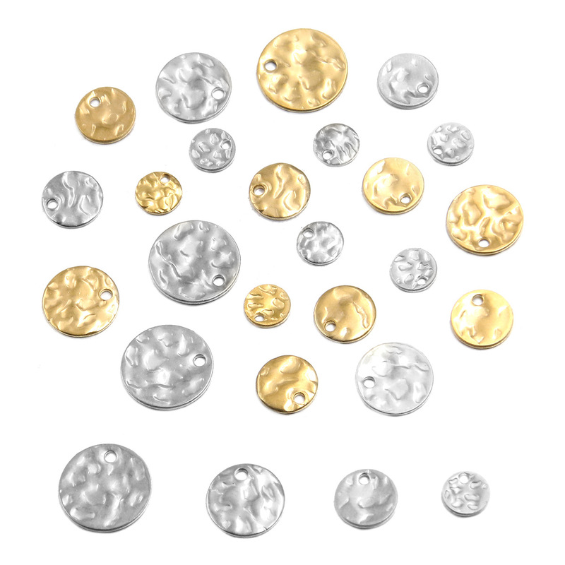 2-Color Stainless Steel Asymmetrical Embossed Embossed Corrugated Disc 6-12mm Retro DIY Handmade Necklace Jewelry Accessories