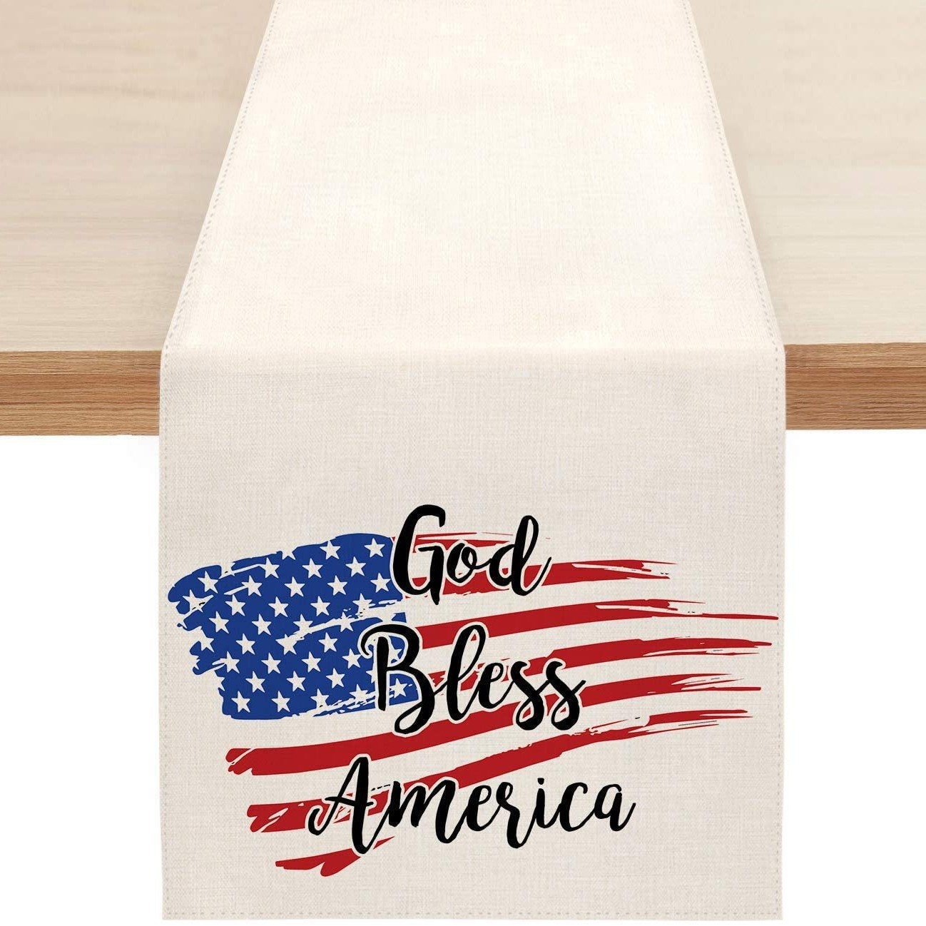 Transfronterizo 2024 Amazon nuevo día independiente pentáculo lino tabla bandera tabla de comedor tabla de té tabla de bandera