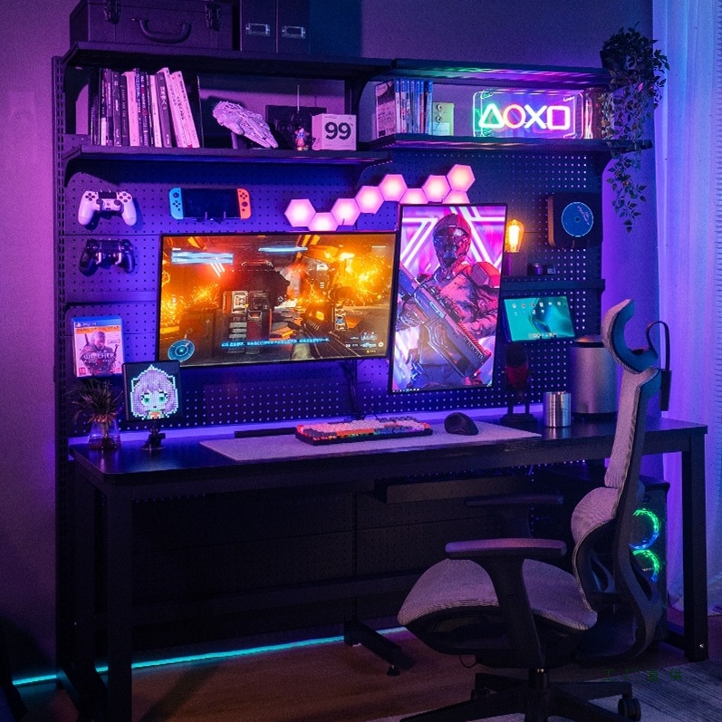 E-Sports Table, Electric Lift Table, Perforated Board, Desktop Computer Table, Desk, Bookshelf, E-Sports Room Table