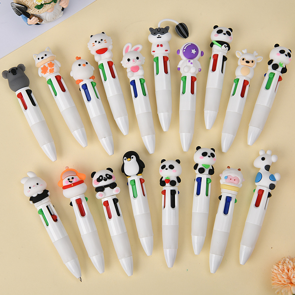 Bolígrafo multicolor de dibujos animados lindos bolígrafo de color creativo de presión multicolor bolígrafo multifuncional para estudiantes de primaria