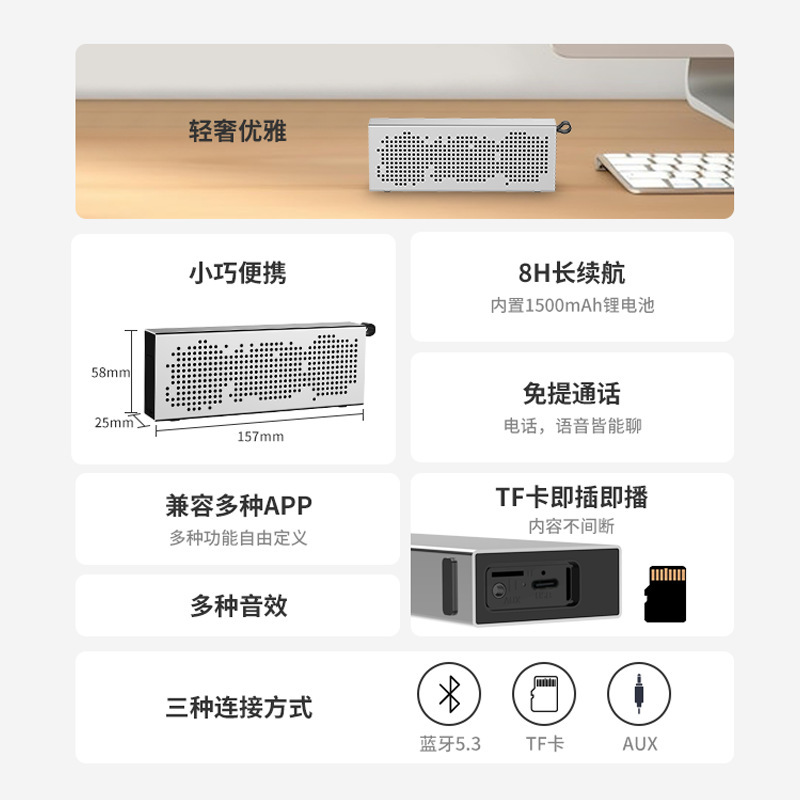 2025 新しい Bluetooth スピーカー高品質サブウーファーアルミ合金小型ポータブル屋外ミニワイヤレス小型スピーカー|undefined