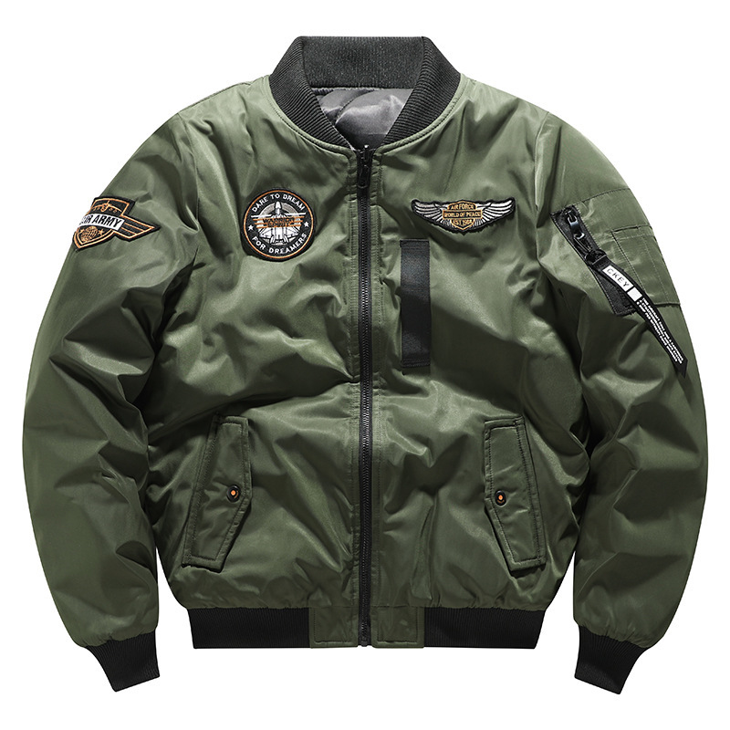 Men's American Air Force Pilot Jacket Ma1 Autumn/Winter Baseball Jacket Trendy Brand Double-Sided Thickened Plus Size Cotton Coat