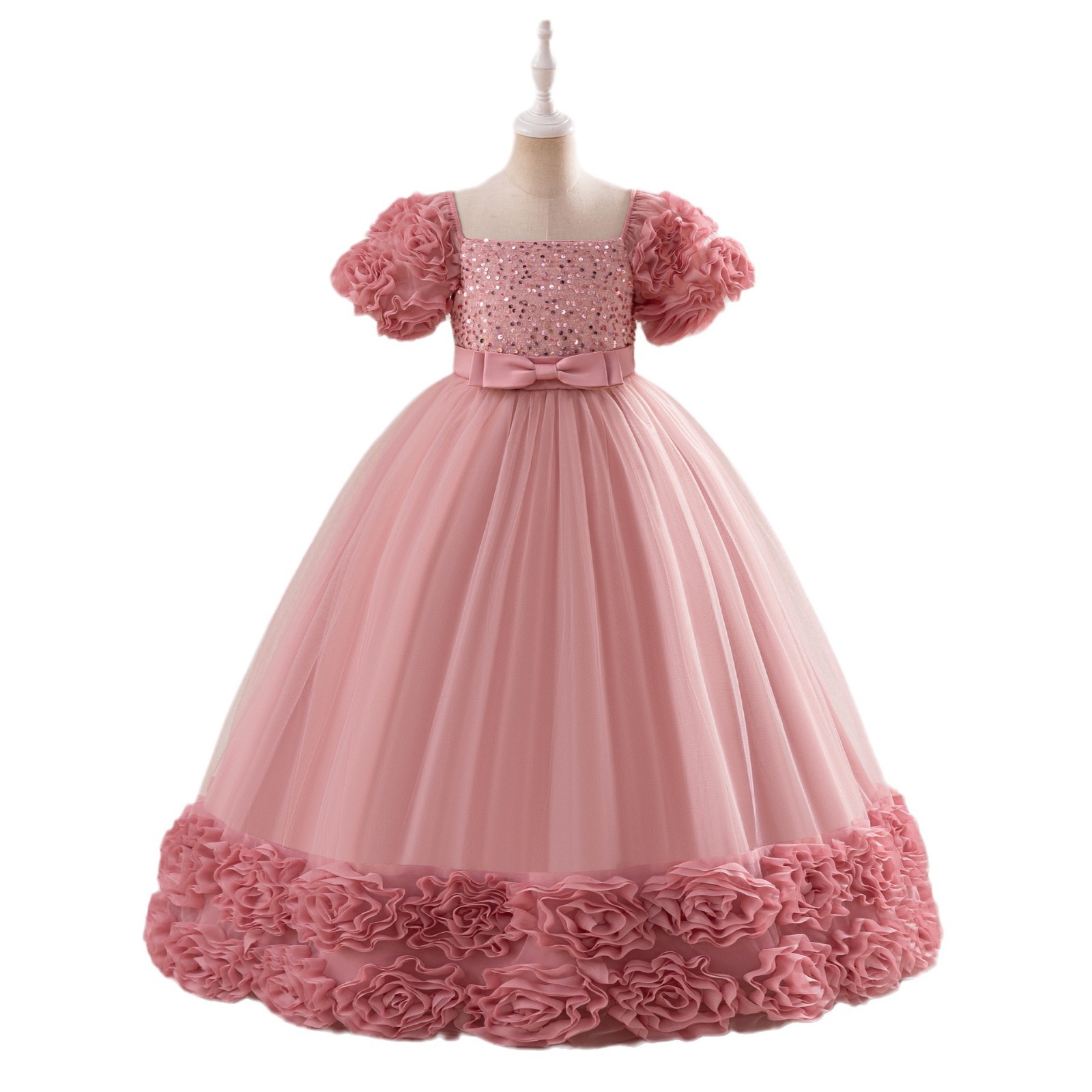 Europa y los Estados Unidos nuevos vestidos de niñas vestidos de princesa vestidos de novia de pañuelos vestidos de fiesta de cumpleaños de niños grandes vestidos