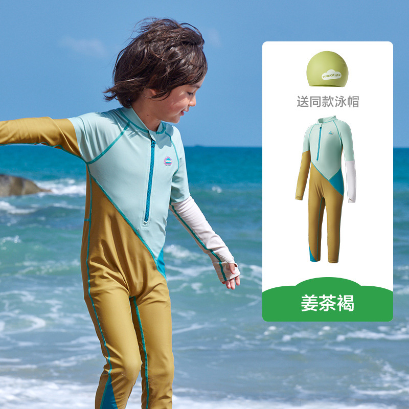 KK árbol traje de baño de una pieza para niños hilo original protector solar antibacteriano y resistente al cloro niña natación de manga larga bebé