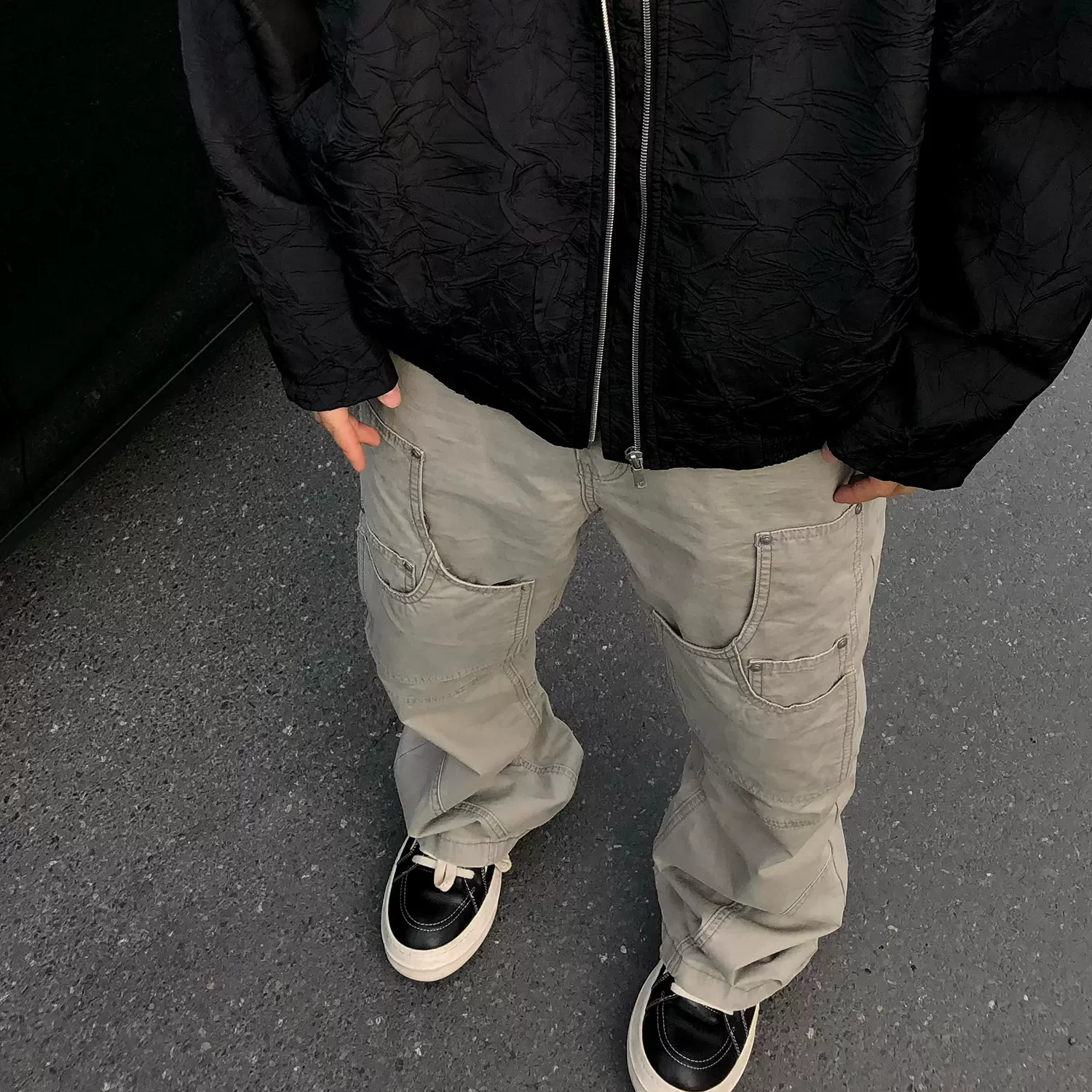 美式cleanfit潮牌工装休闲裤男2024春秋季新款宽松贴布伐木长裤子