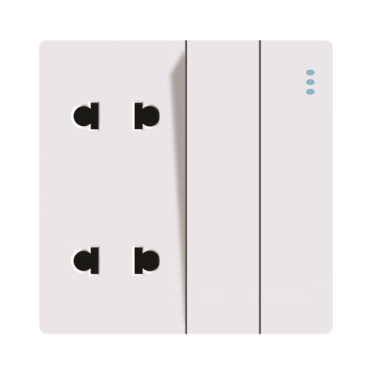 M 大板开关二位带四孔插座双开双插86型白色PC磷铜优质开关插座