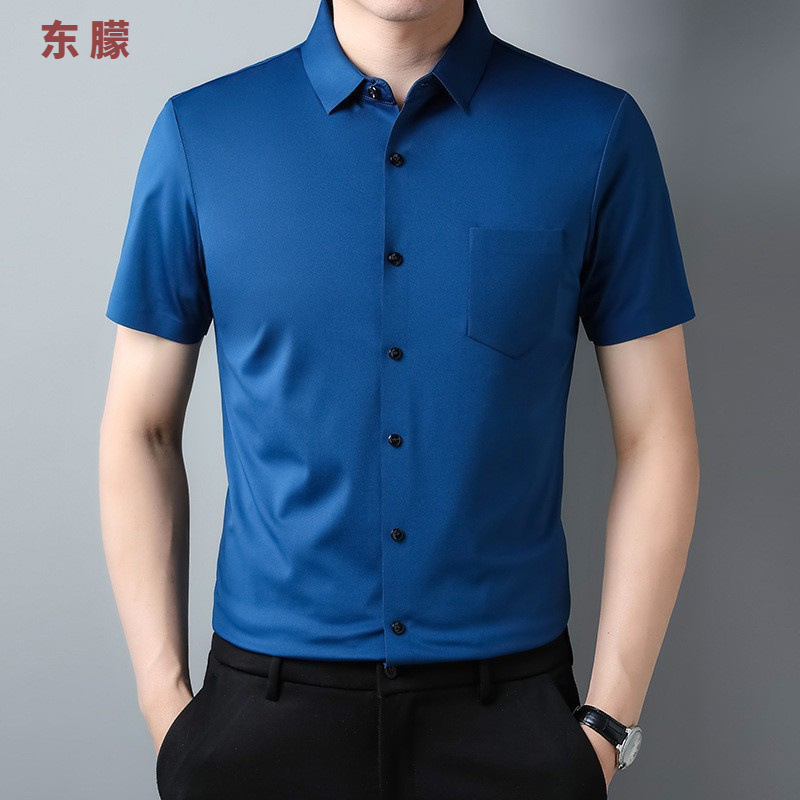 2025 Men's Short-Sleeve Shirt with Turn-Down Collar, Solid Color, Summer Short-Sleeve Trendy Casual Shirt with Pockets, Men's Half-Sleeve Shirt 2025 Men's Short-Sleeve Shirt with Turn-Down Collar, Solid Color, Summer Short-Sleeve Trendy Casual Shirt with Pockets, Men's Half-Sleeve Shirt