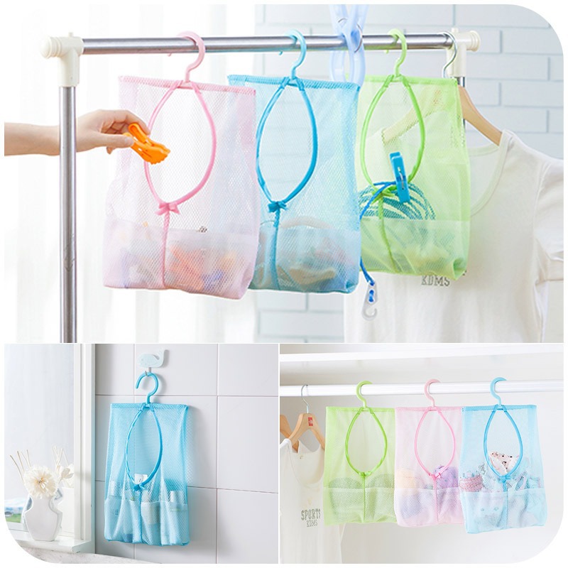 Hangable Mesh Bag Storage Tidy Bag Underwear Storage Clip Subnet Kitchen Bathroom Wall Hanging Multi-use Storage Hanging Bag